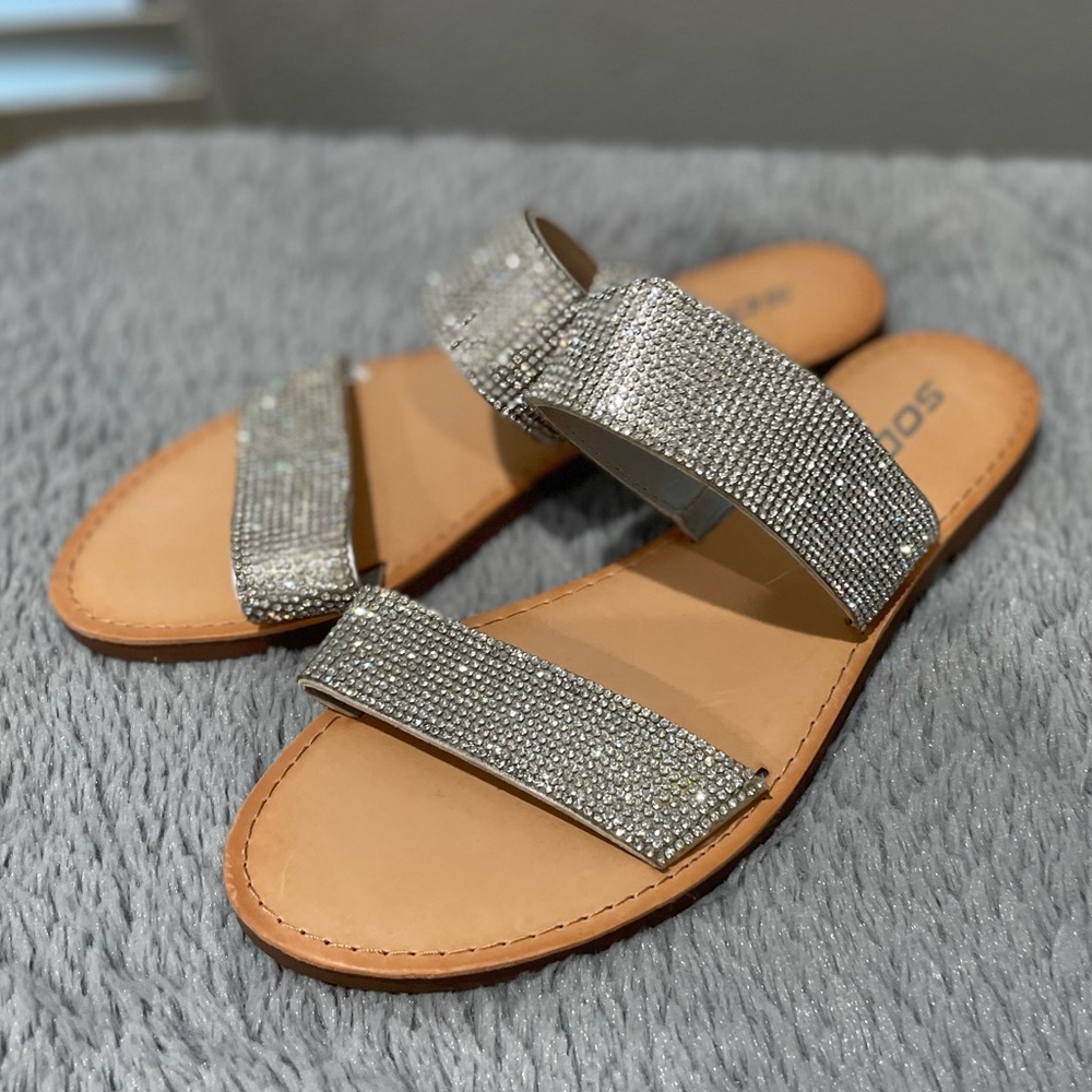 Silver Rhinestone SODA Brand Slides/Sandals.